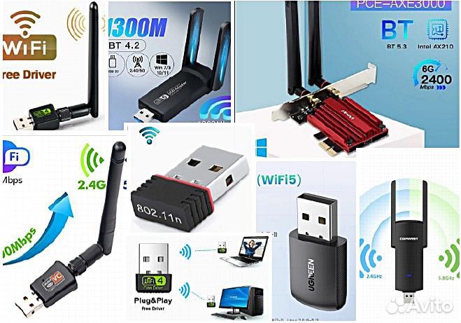 Wi-Fi адаптер 150 - 2400 Мбит/с / 2.4 - 6 ггц