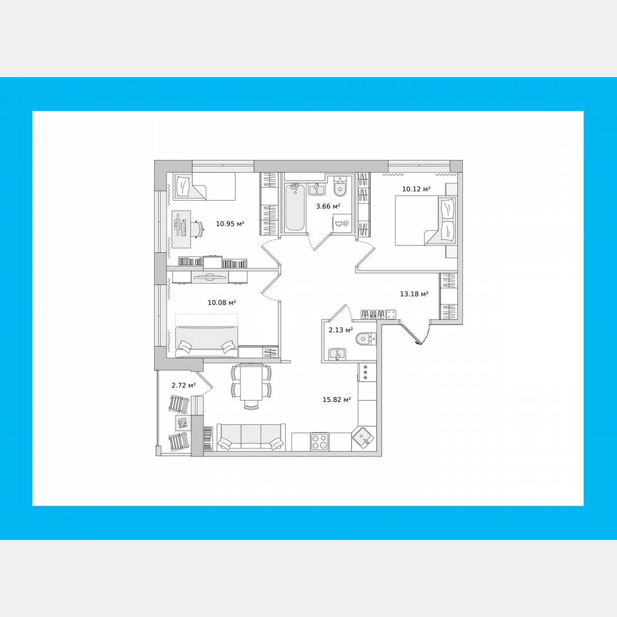 3-к. квартира, 66 м², 14/15 эт.