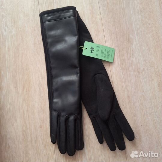 Перчатки женские кожаные длинные