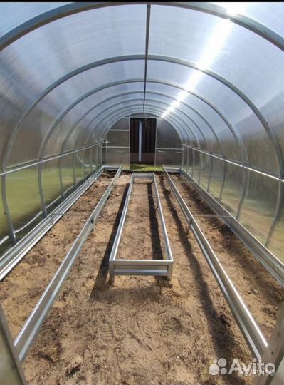 Теплица усиленная поликарбонат 8м грядки,рассрочка
