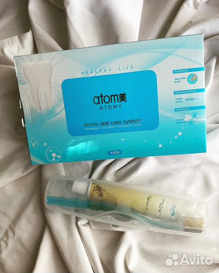 Зубная щетка и паста Атоми