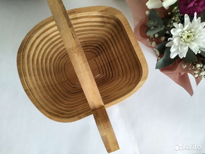 Ваза корзина для фруктов деревянная складная новая