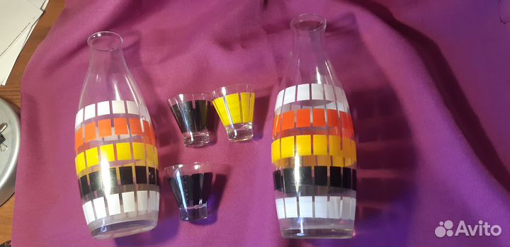 Ваза бутылка из цветного стекла СССР редкая