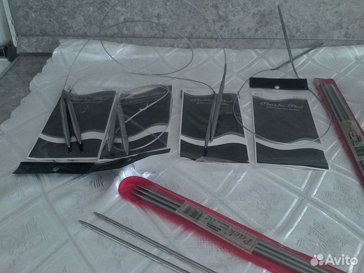 Спицы для вязания круговые на леске, прямые-разные