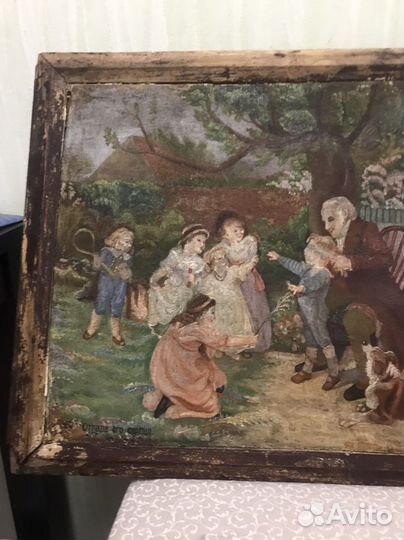 Старинная картина, холст 49-41 см