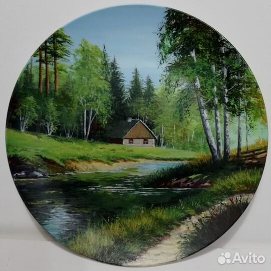 Пейзаж на тарелке (акрил)