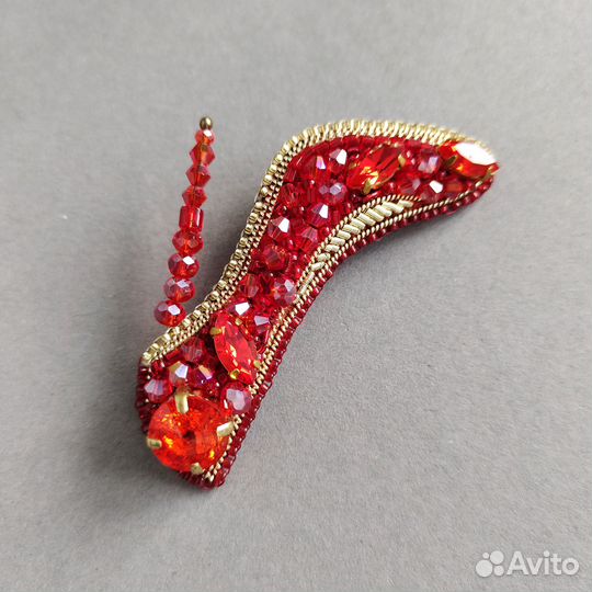 Брошь туфля из бисера