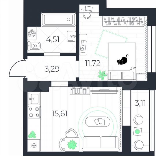 1-к. квартира, 36,7 м², 3/14 эт.