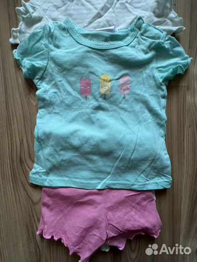 Летний комплект для девочки (шорты,футболка) 62-68