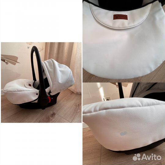 Коляска 3в1 Adamex mobi AIR белая экокожа