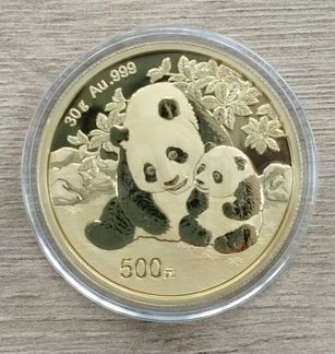 Золотая монета "Панда 2023, 2024", 30г., Китай