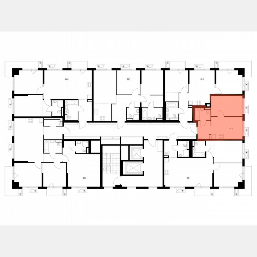 1-к. квартира, 31,2 м², 6/22 эт.