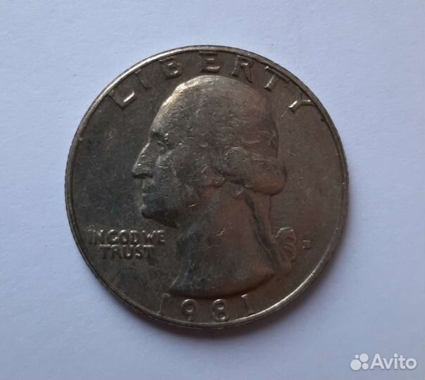Монета Liberty quarter dollar 1981
