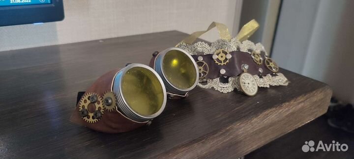 Очки гоглы и ошейник стимпанк