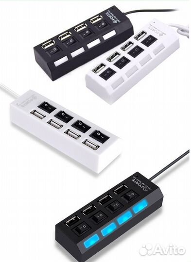 Разветвители юсб хаб USB HUB 2.0 4 порта