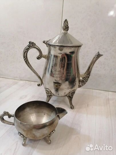 Винтажный кофейный комплект, глубокое серебрение