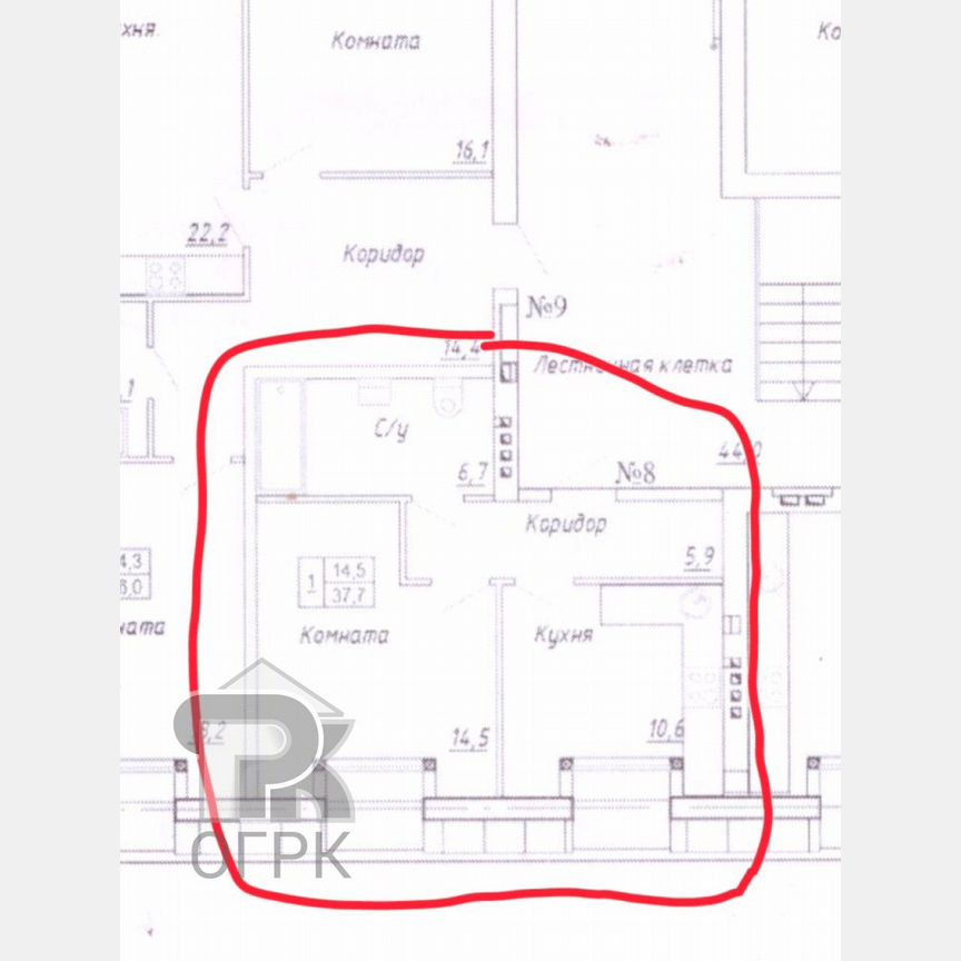 1-к. квартира, 37,7 м², 3/3 эт.