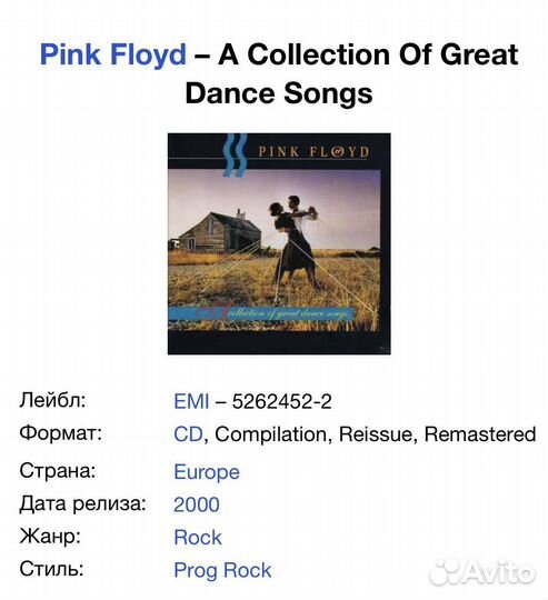 Pink Floyd-A Collection Of Great Dance Songs CD