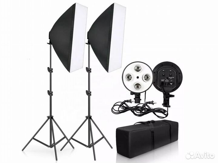 Софтбокс на 4 лампы + стойка + голова новые