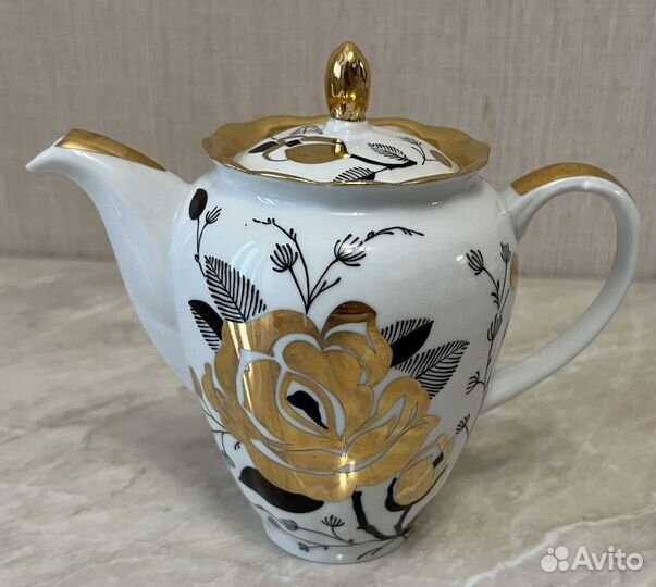 Кофейный сервиз Золотая роза Вербилки СССР