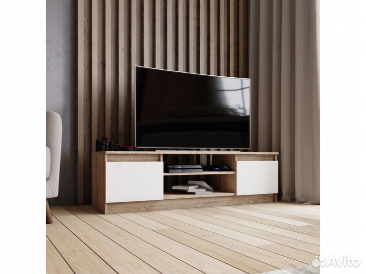 Тумба тв твм-3 дуб сонома/белый