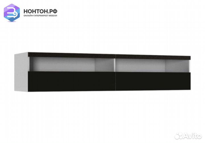 Тумба под тв Флорис черный глянец / белый