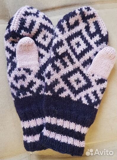 Варежки ручной работы чистая шерсть