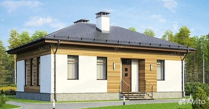 Готовый рабочий проект дома 80м2 газобетон