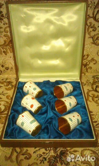 Набор 6 стопок 35 мл перегородчатая эмаль СССР