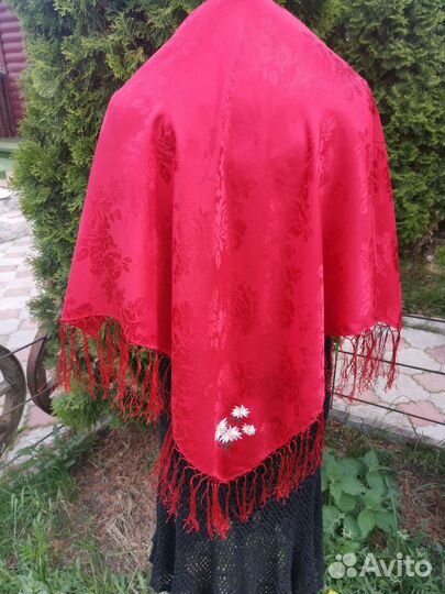 Шёлковый платок с кистями Эдельвейс