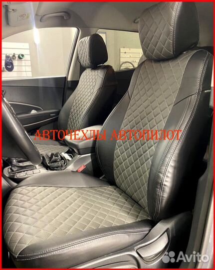 Чехлы Автопилот Hyundai i40 из экокожи чёрно-серые