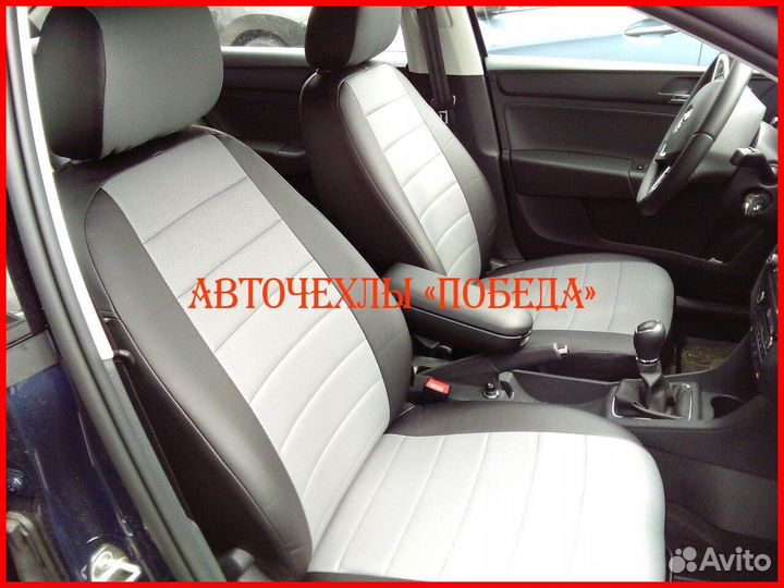 Чехлы Skoda Rapid 1 из экокожи чёрно-серые Классик