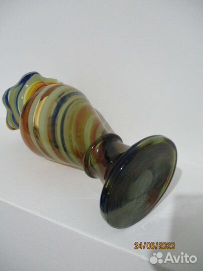 Ваза, цветное гутное стекло, винтаж