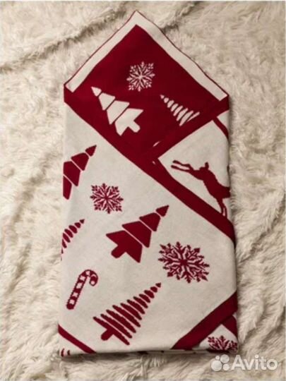 Плед детский вязаный шерстяной 90*110