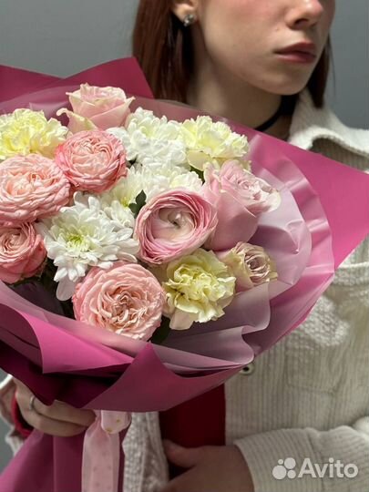 Розы. Букеты из пинк мондиаль