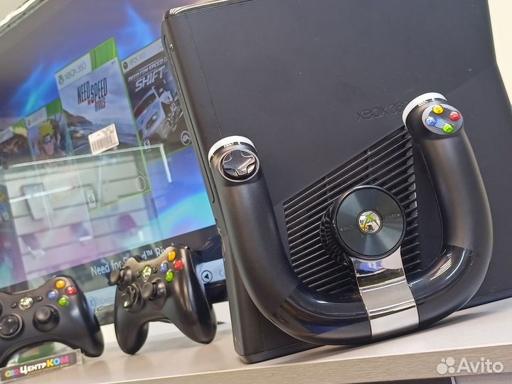 Прошитая xbox360 Slim + игровой набор + игры