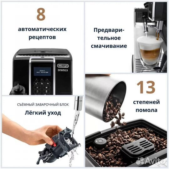 Кофемашина DeLonghi Dinamica ecam 350.55.B. новая