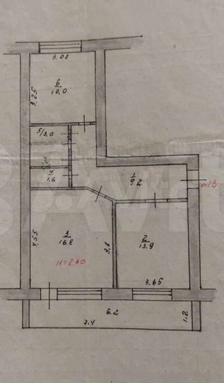 2-к. квартира, 60,7 м², 1/2 эт.