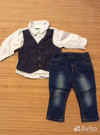 Костюм рубашка и джинсы 3-6 месяцев