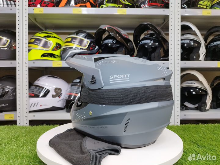 Кроссовый мотошлем+очки, перчатки, маска в комплек