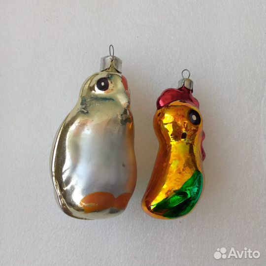 Елочные игрушки СССР птички совы попугаи