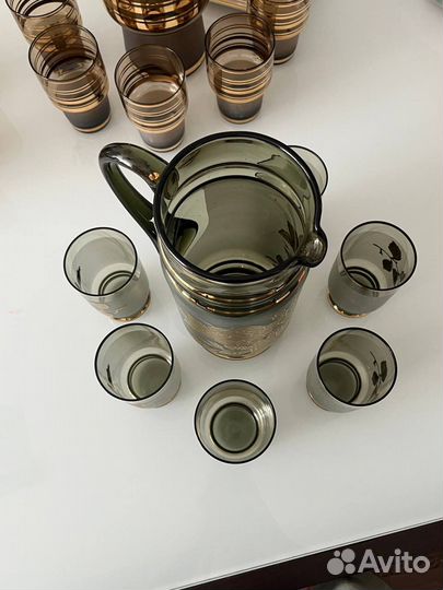 Графин и 6 стаканов Bogemia, винтаж из Чехии