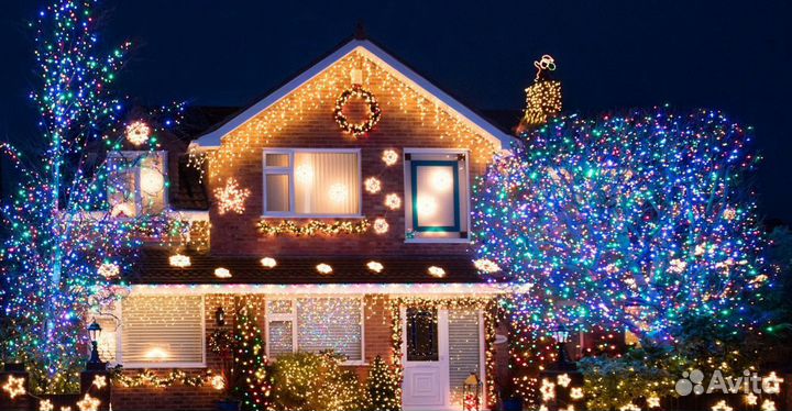 Гирлянды : шторы, водопад, бахрома