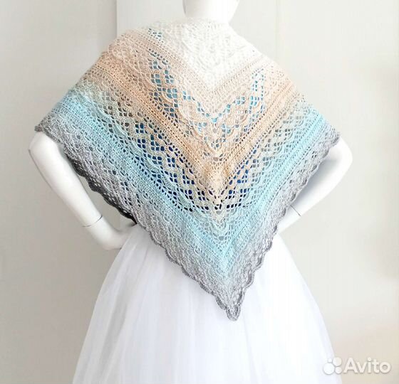 Летняя накидка платок бактус из хлопка