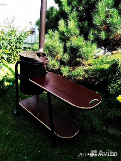 Печка под казан на колесах