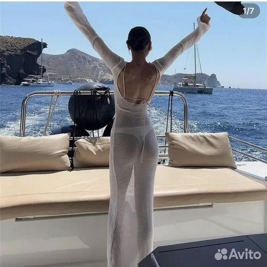 Платье длинное с открытой спиной прозрачное новое