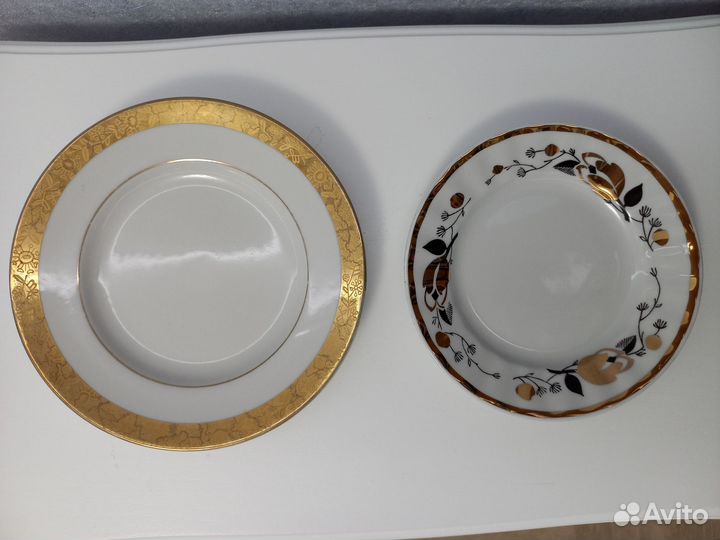 Десертные тарелки Золотая роза, лфз и чайная пара