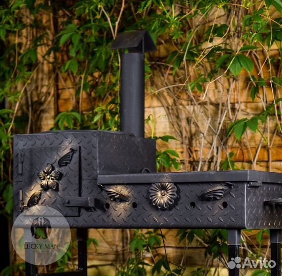 Мангал с печью под казан / Подарочный / сталь 4 мм