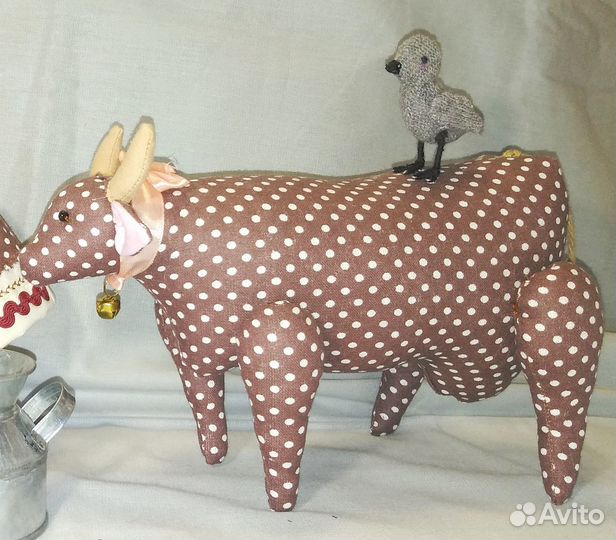 Мягкая игрушка корова с хозяйкой 25 см