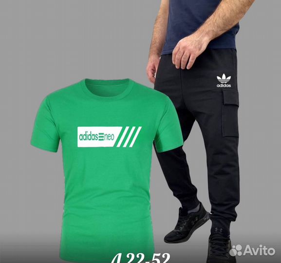 Мужской спортивный костюм шорты и футболка adidas